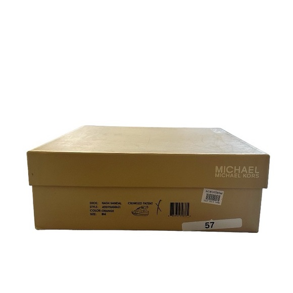 Michael Kors Burnt Orange Crinkled Patent Leather Nash Wedge Sandals Size 8 - Picture 9 of 10